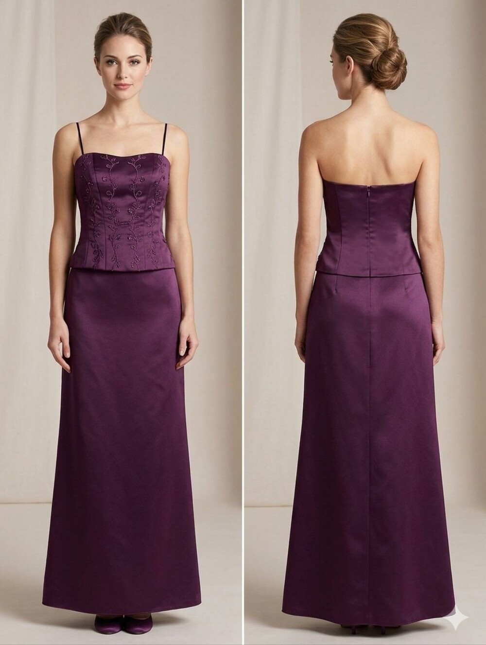 Night Way Collections Plum Satin Dress Size 14